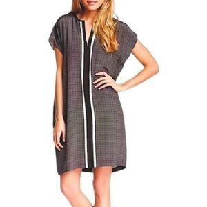 Womens Cynthia Rowley Black White Stripe 100% Silk Shift Dress Size 6